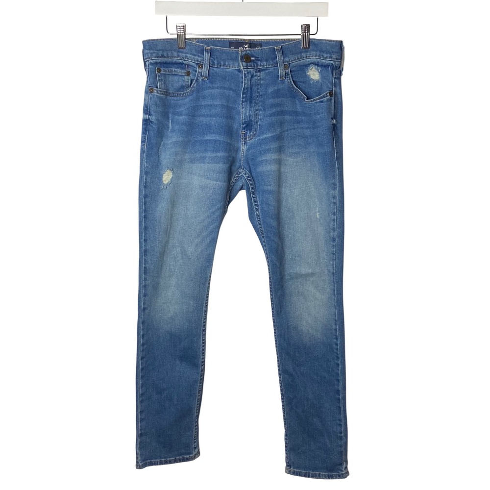 Hollister Epic‎ Flex Skinny Jeans Men's 32x30 Blue Distressed Stretch